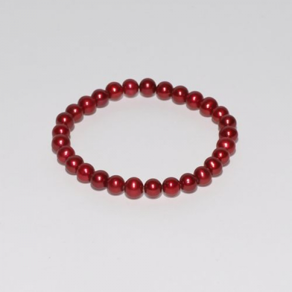 Süßwasser Zuchtperlen Armband Perlen Ø 7 - 8 mm rot