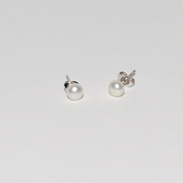 Süßwasser-Zuchtperlen Ohrstecker weiß - Perlen 6,0 mm