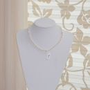 Halskette Perlen 5 + 9 mm Durchm - weiß/weiß - 45 cm lang