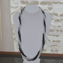 Glasperlenkette weiss - grau - schwarz